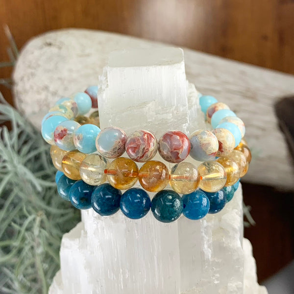 Conjunto de pulseiras Mala de cristal Abundance com 3 peças