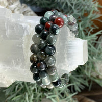 Pulseira Mala African Bloodstone com bolsa de veludo