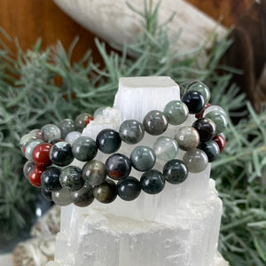 Pulseira Mala African Bloodstone com bolsa de veludo