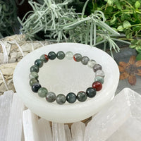 Pulseira Mala African Bloodstone com bolsa de veludo