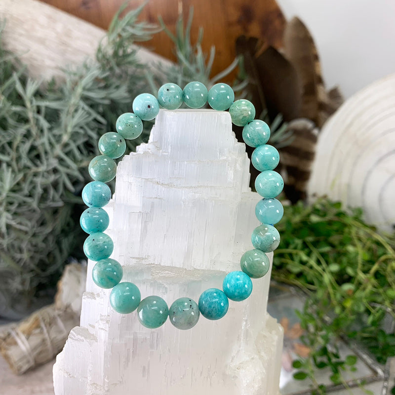 Mala Amazonite armbånd med fløyelspose
