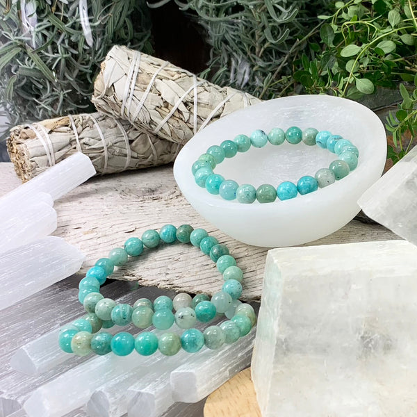 Mala Amazonite armbånd med fløjlspose