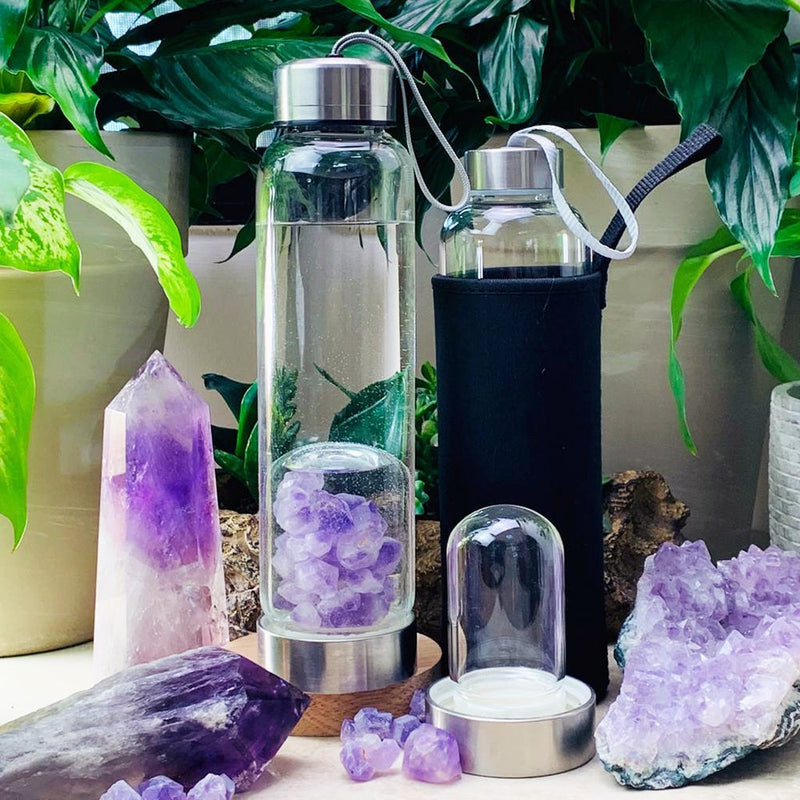 Amethyst Fairy Cluster Gem Pod Water Bottle - water