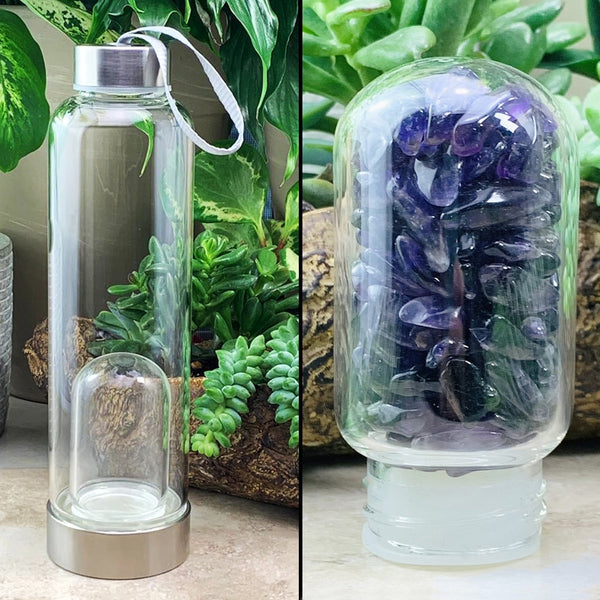 WWW - PRICING - ASK JULY WHAT ONES THEY HAVE? Amethyst Mini Gemstones Pod Crystal Water Bottle - water