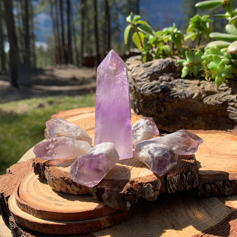 8-Piece Amethyst Point + Amethyst Shards Set