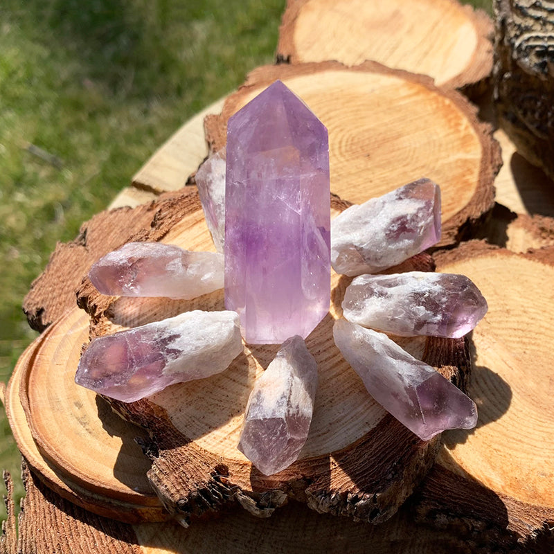 8-Piece Amethyst Point + Amethyst Shards Set