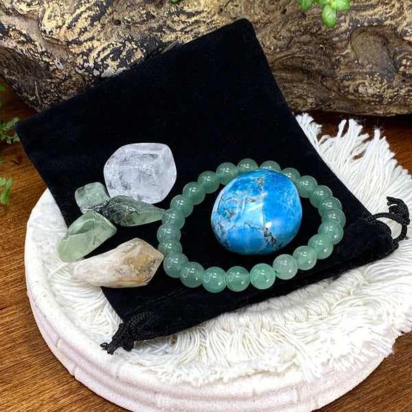 Aventurine Mala Armbånd Prosperity Pouch Sæt