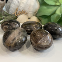 Black Moonstone Palmstone - palmstone