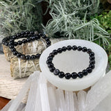Mala Black Agate Bracelet With Velvet Pouch