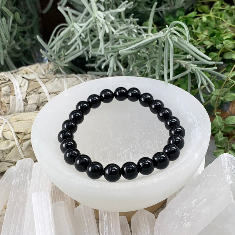 Mala Black Obsidian Bracelet With Velvet Pouch