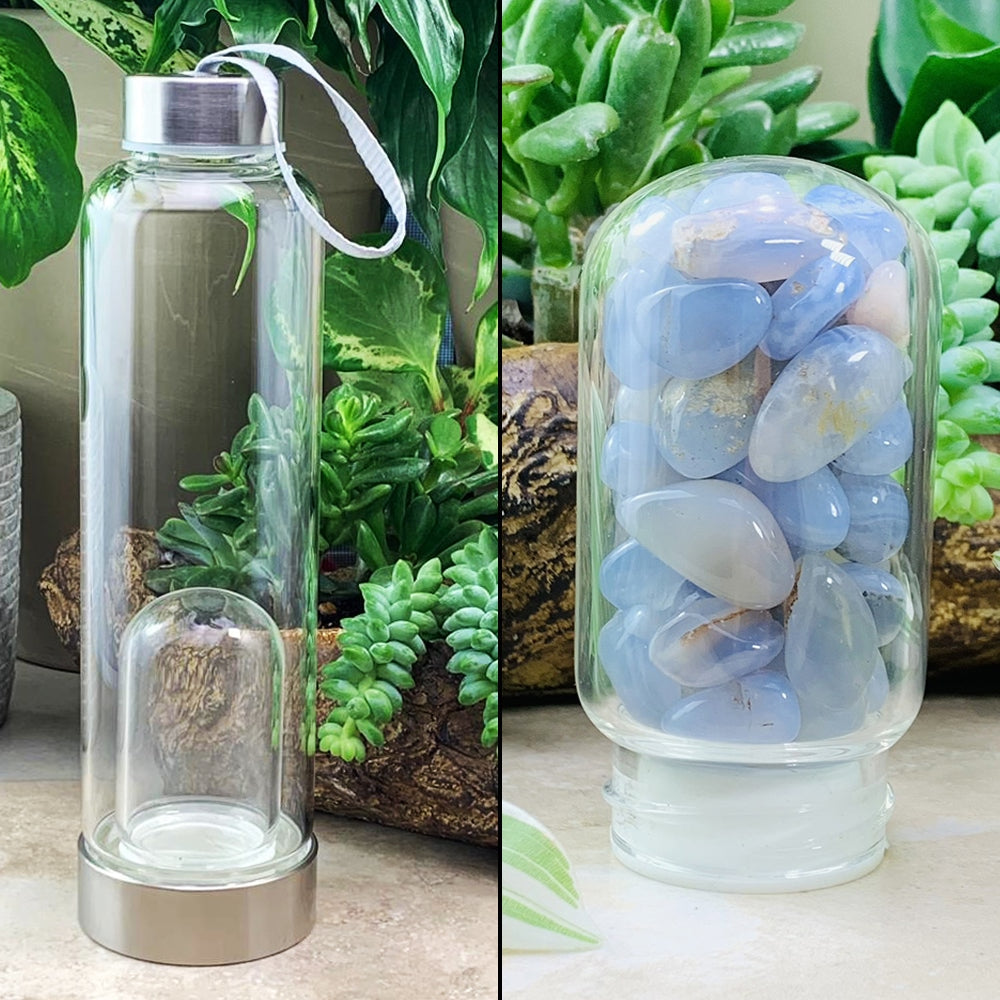 Blue Lace Agate Gem Pod Water Bottle 💧 – Spirit Magicka
