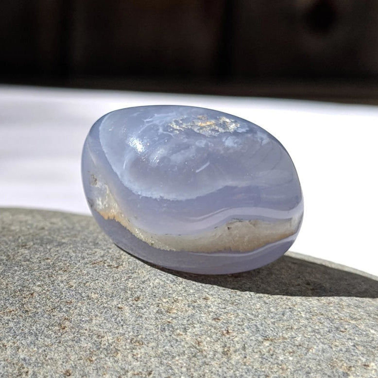 Blue Lace Agate Tumbled Stone - tumbledstone