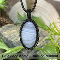 Collar Colgante Macramé De Ágata De Encaje Azul