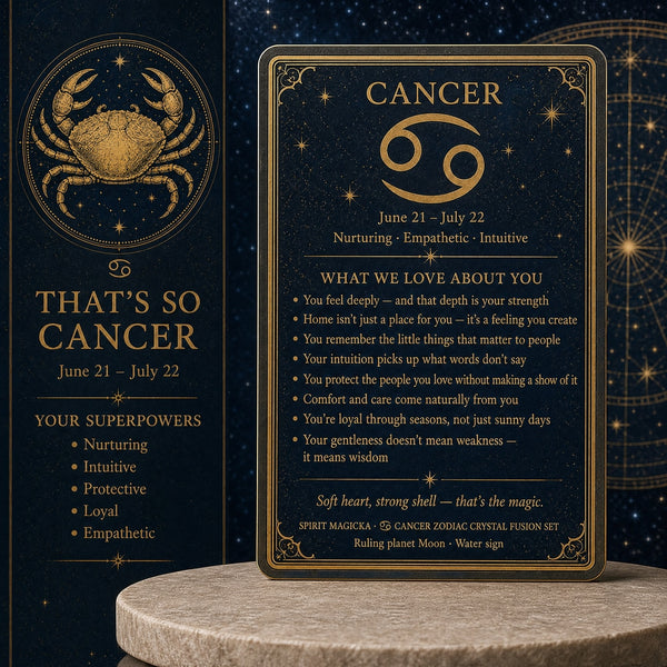 ♋ Kræft - 21. juni - 22. juli - Zodiac Crystal Fusion-sæt med pose