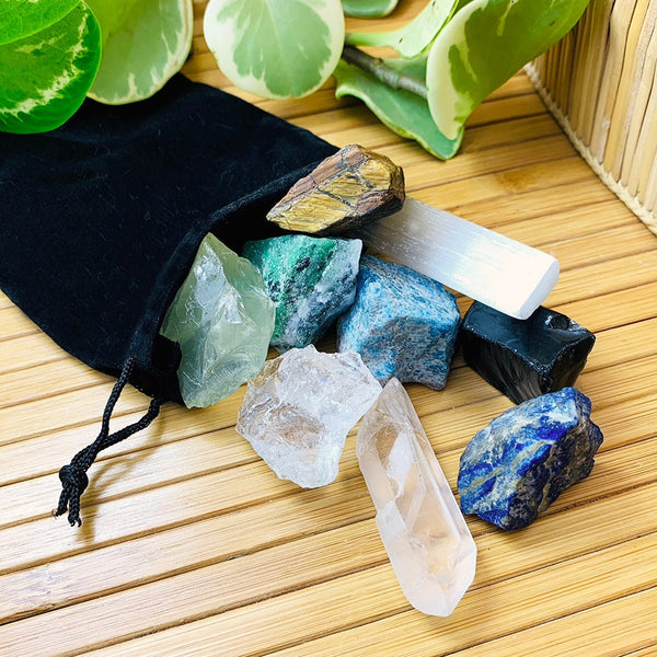 WORKING ON Rough Stone Crystal Energy Alignment Gem Pouch (8 pieces)