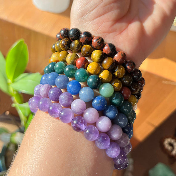 Juego de chakras de pulsera de cuentas Mala de 7 piezas (una pulsera para cada chakra)