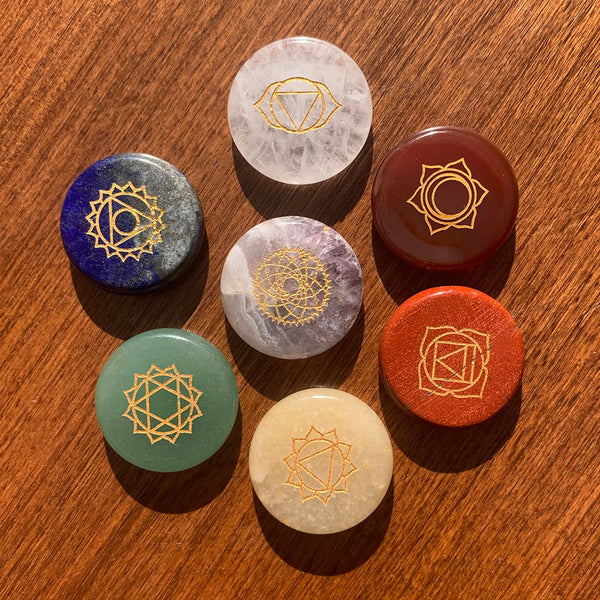 PRIZE WINNER!  7-Chakra Etched Crystal Stone Set (Just Pay Cost of Shipping)