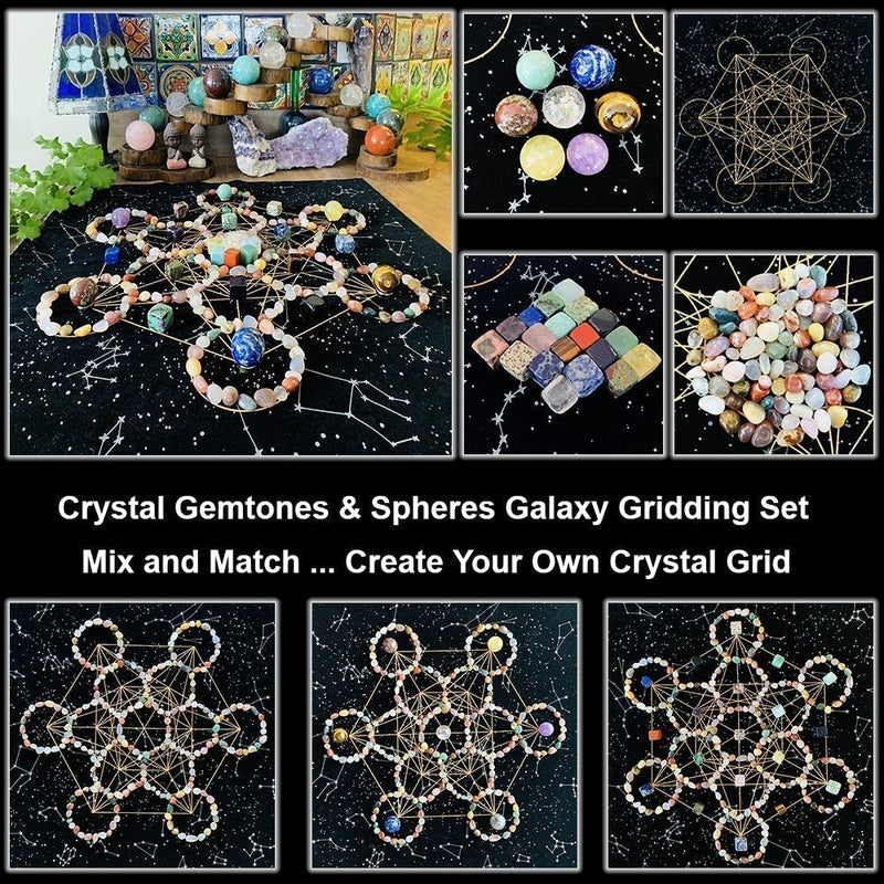 Gemstones + Spheres Crystal Gridding Set - (Approx 366 Gemstones)