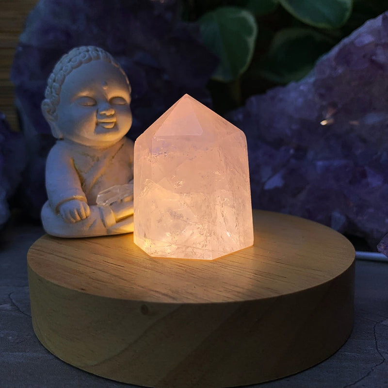 Crystal Mood Light (Rose Quartz Generator Short & Thick) - wand
