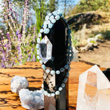 Crystal Pendant with Gemstone Bead Necklace - Aquamarine