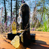 Crystal Pendant with Gemstone Bead Necklace - Citrine