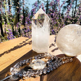 Crystal Pendant with Gemstone Bead Necklace - Clear Quartz