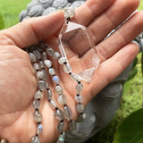 Crystal Pendant with Gemstone Bead Necklace