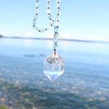 Crystal Pendant with Gemstone Bead Necklace