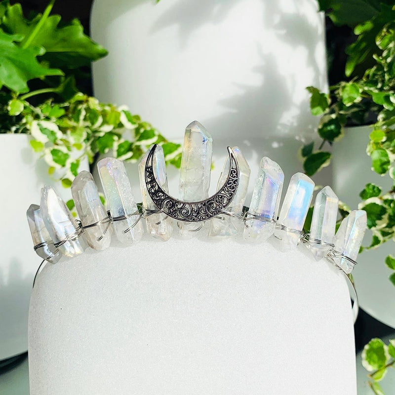 Crystal Tiara Crown - Clear Aura Quartz