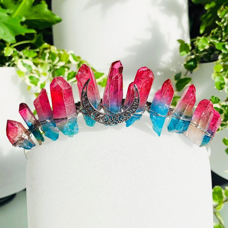 Crystal Tiara Crown - Red & Blue