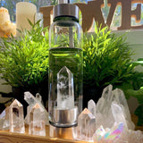 Crystal Wand Water Bottle + Protective Sleeve (Stainless Steel) - Quartz