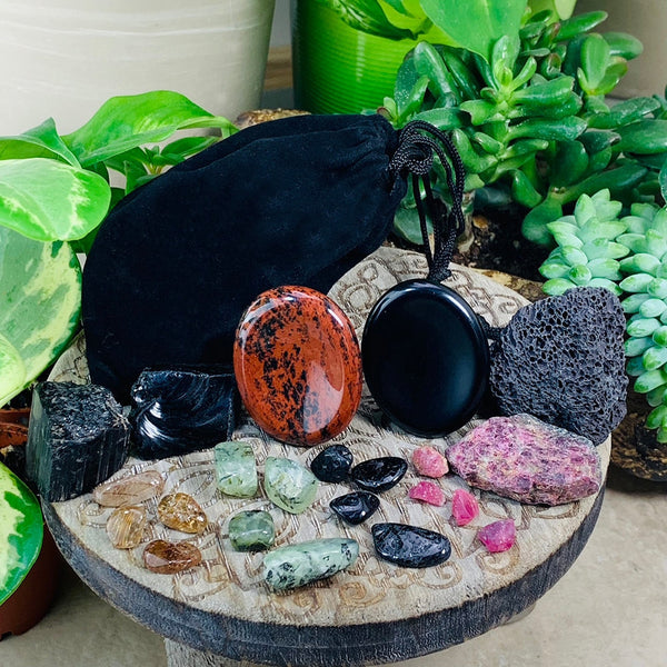 Dark Energy Stones Protection Set + Velvet Bag