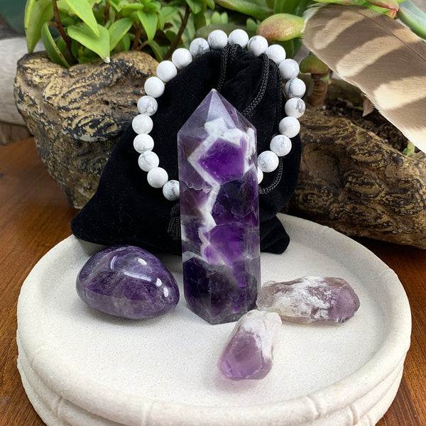 OFERTA GRATUITA! Conjunto de cristal calmante Dream Amethyst - (basta pagar o custo do frete)