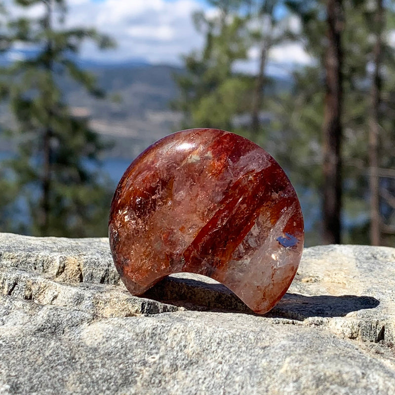 Fire Quartz Crescent Moonstone