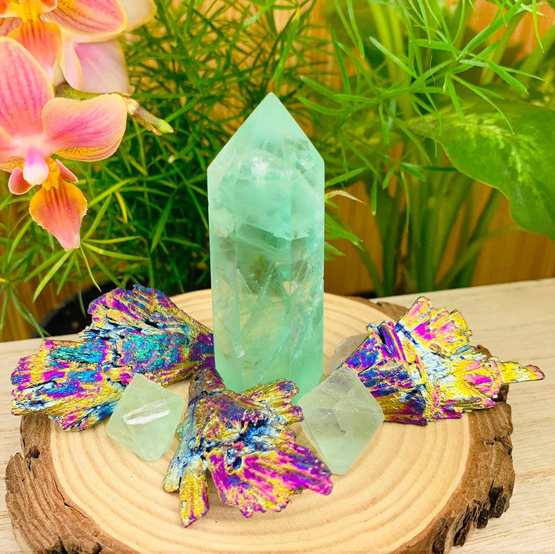 WORKING ON Peacock Kyanite + Flurorite Clear Energy Abundance 6-Crystal Set - Citrine Set - Gift Cards
