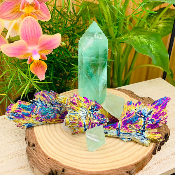 WORKING ON Peacock Kyanite + Flurorite Clear Energy Abundance 6-Crystal Set - Gift Cards