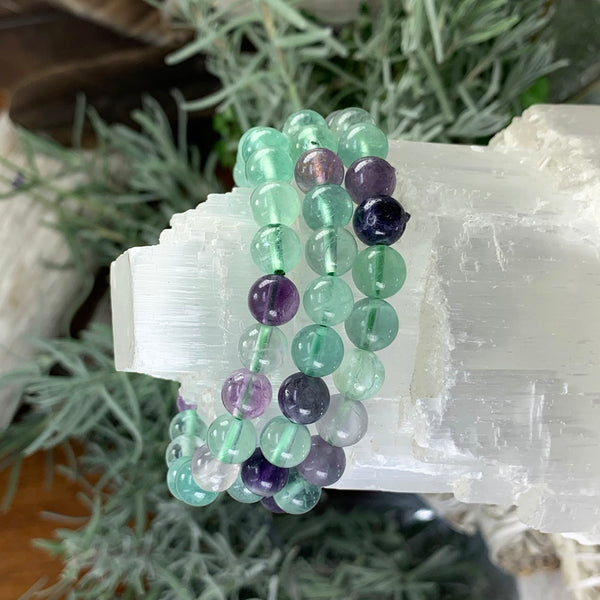 Mala Fluorite Bracelet With Velvet Pouch