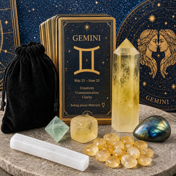 ♊ Gemini - 21. maj - 20. juni - Zodiac Crystal Fusion Sæt med etui
