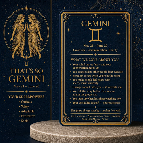 ♊ Gemini - 21. maj - 20. juni - Zodiac Crystal Fusion Sæt med etui