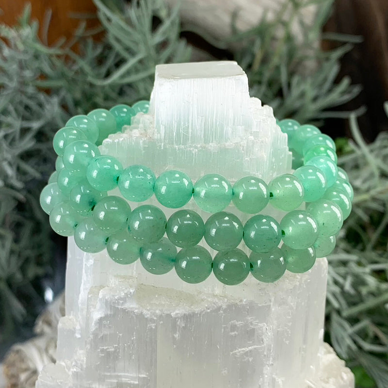 Pulsera Mala Aventurina Verde Con Bolsita De Terciopelo