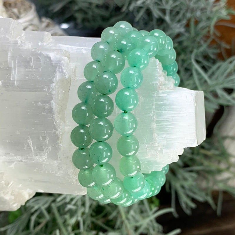 Pulsera Mala Aventurina Verde Con Bolsita De Terciopelo