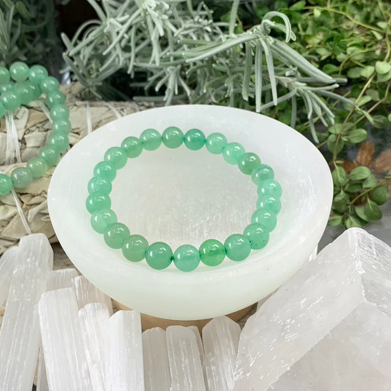 Pulsera Mala Aventurina Verde Con Bolsita De Terciopelo