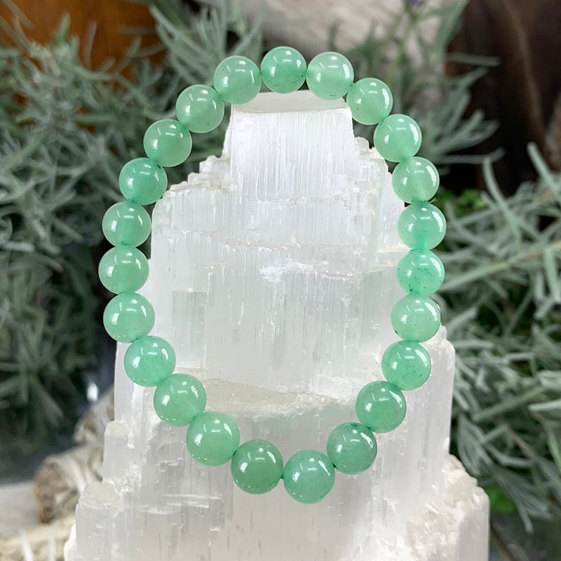 Pulsera Mala Aventurina Verde Con Bolsita De Terciopelo