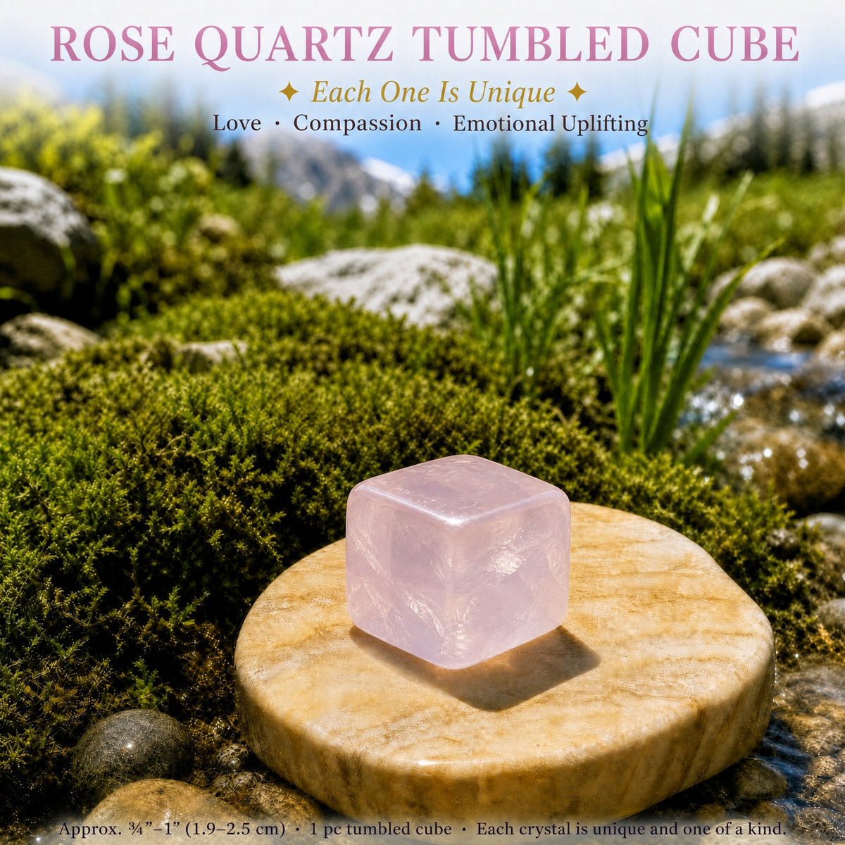 Rose Quartz Tumbled Cube
