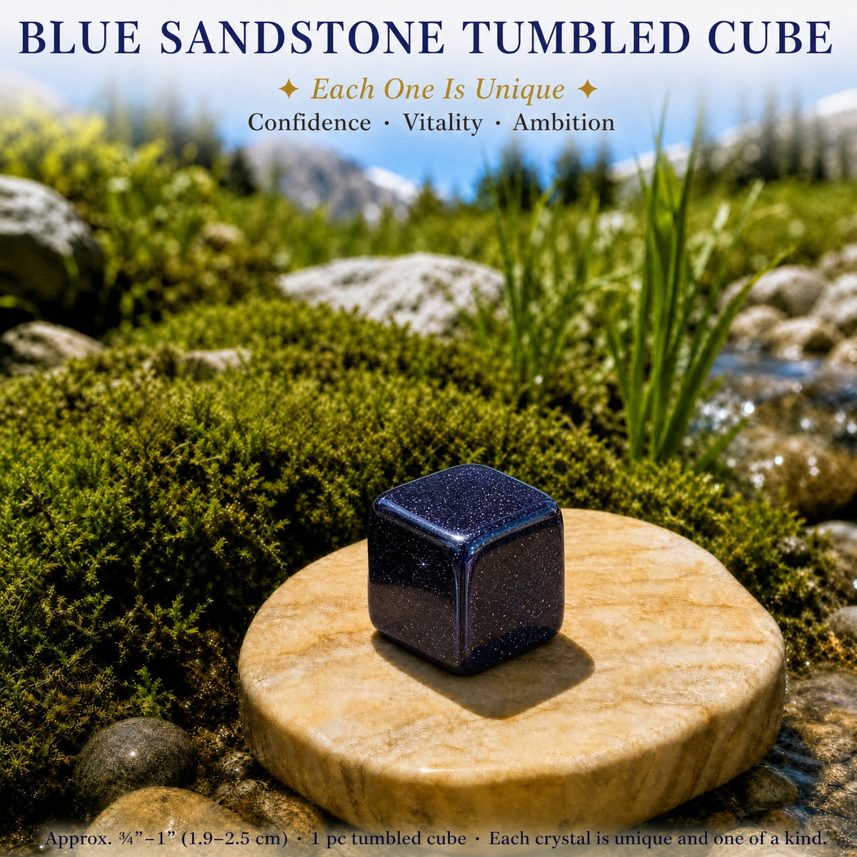 Cube dégringolé en grès bleu