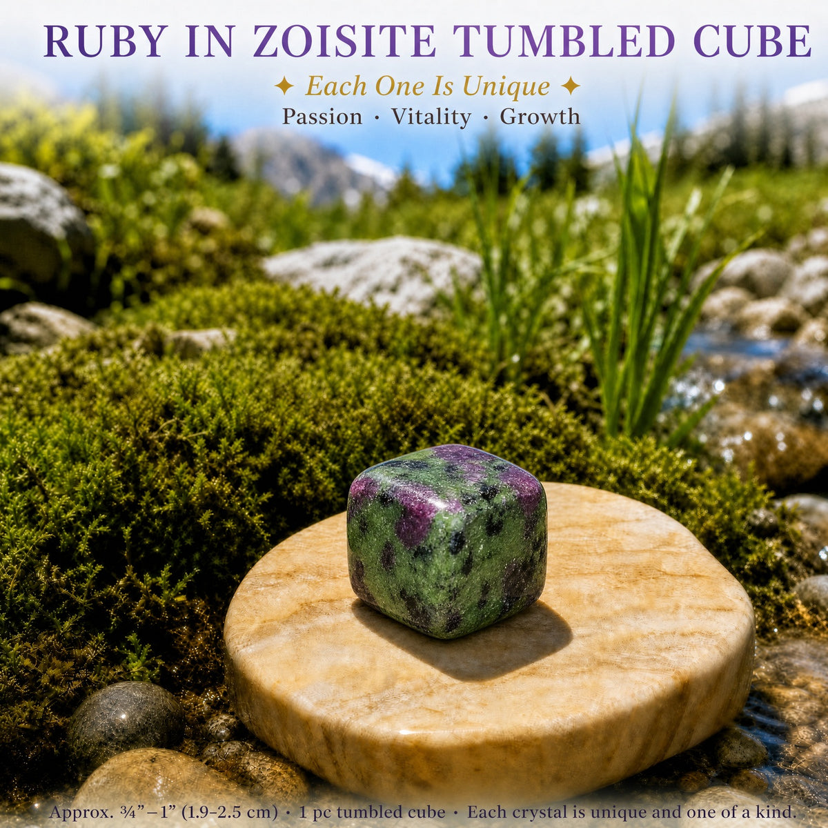 Rubis dans Zoisite Tumbled Cube