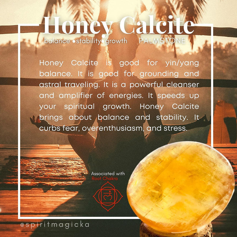 Honey Calcite Palmstone - palmstone