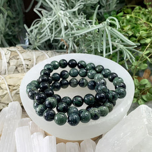Pulsera Mala Kambaba Jaspe Con Bolsa De Terciopelo
