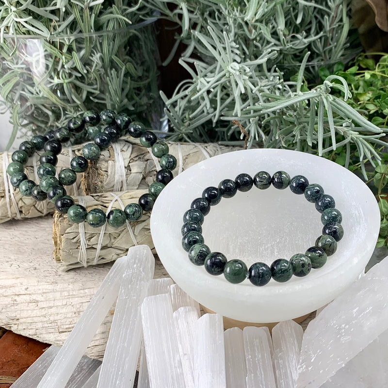 Pulseira Mala Kambaba Jasper com bolsa de veludo