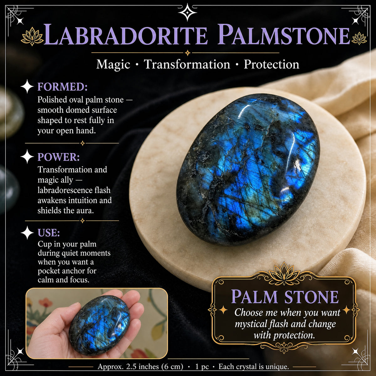 $ 8 Labradorite Palmstone 1 giorno di vendita